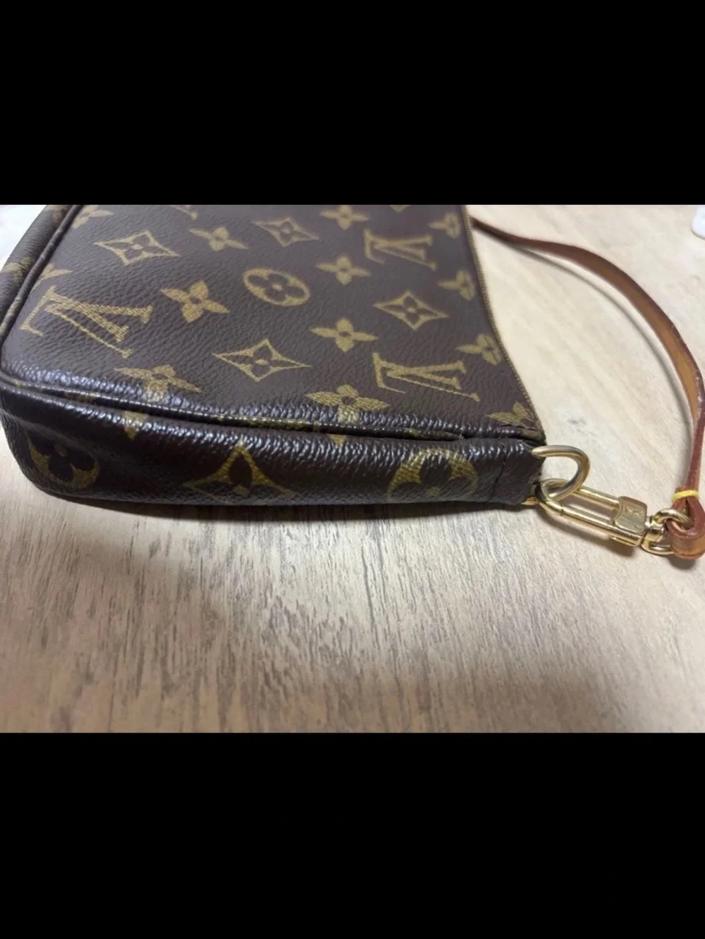 Louis Vuitton Monogram Canvas Wristlet Pouch in Dark Brown